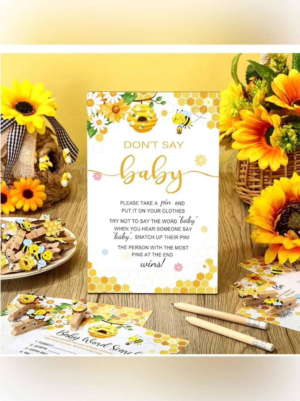 Honey Bee-Themed Baby Shower Game Kit